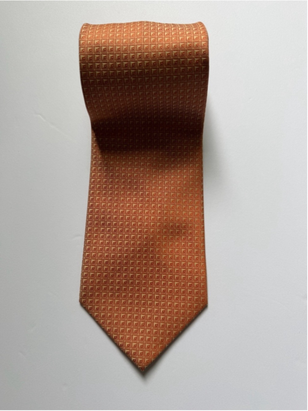 Valentino Francini 100% Silk Tie Made in Italy Rust Orange Geometric